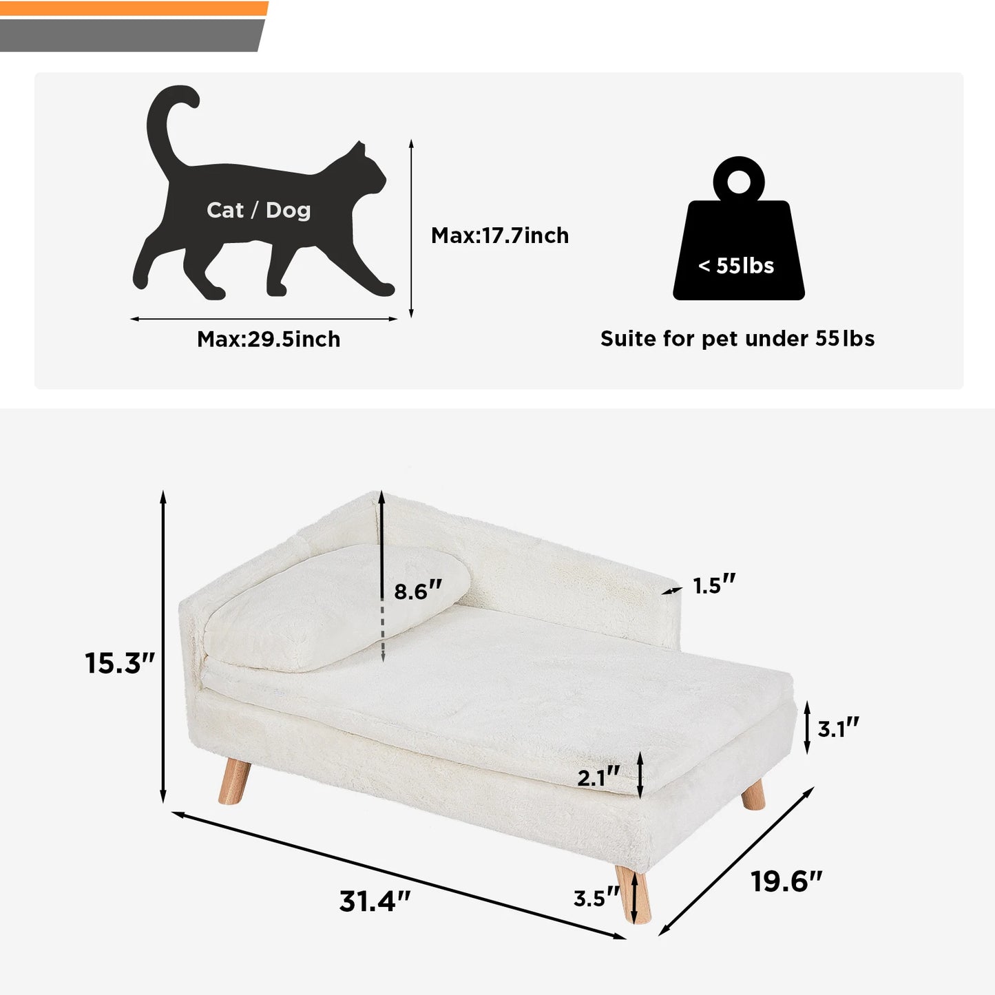 BINGOPAW Elevated Pet Bed With Cozy Pad Waterproof Wood Legs