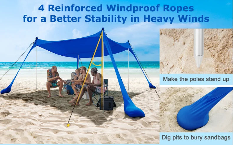 Building Outdoor Canopy Tent Portable Lawn Beach Shelter Sun Protection and Cooling