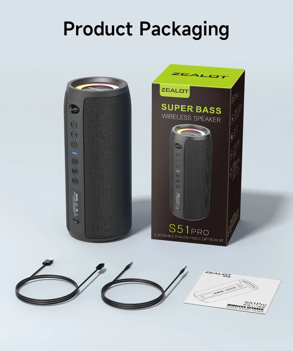 ZEALOT S51Pro 40W IPX5 Waterproof Bluetooth Speaker TWS