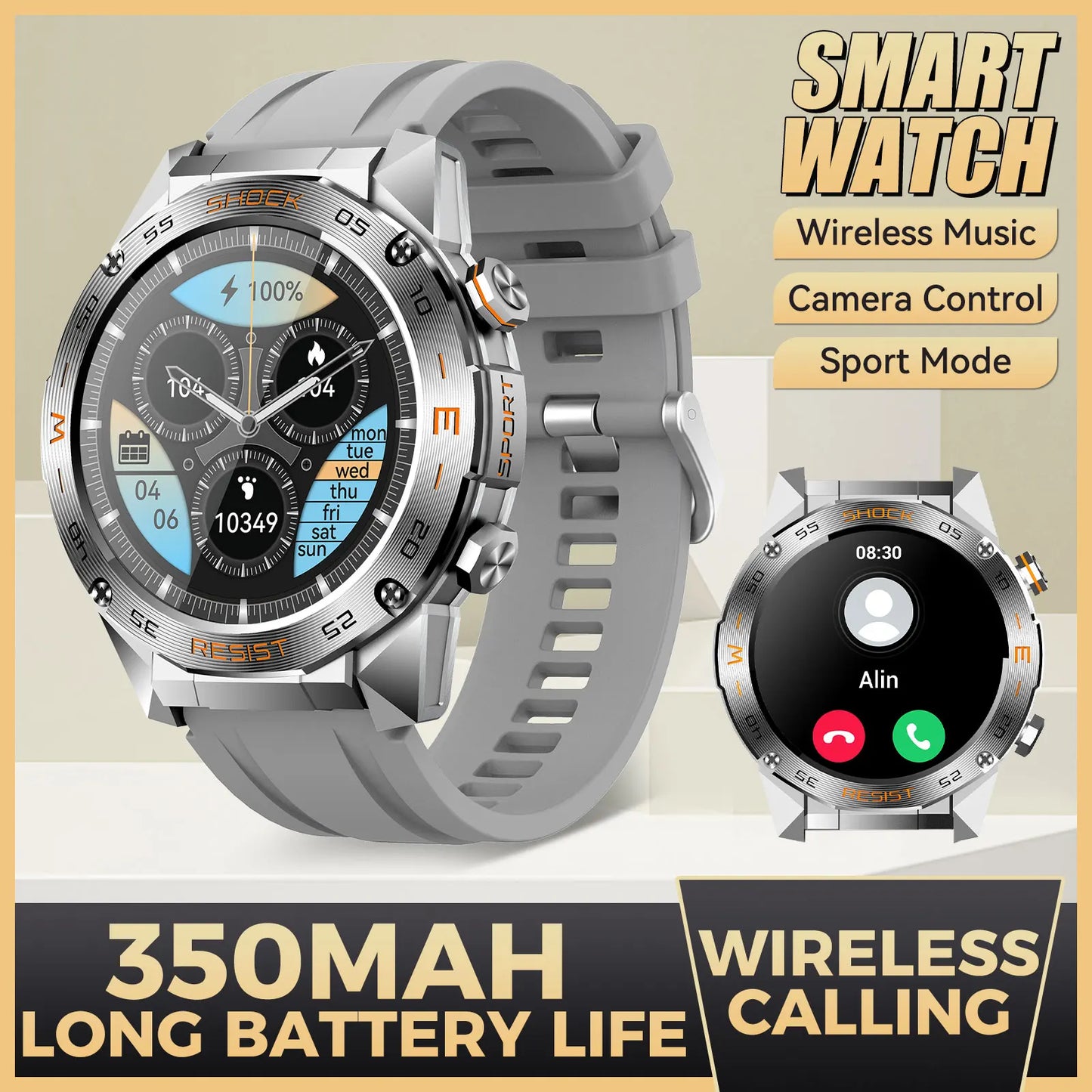 LaNikar Military Smart Watch For Men Fitness Tactical Modes