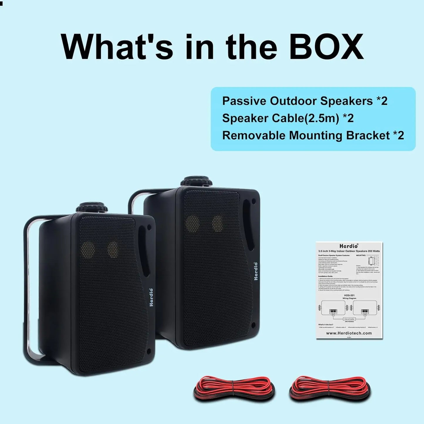 Herdio Outdoor Passive Speakers Three Way Waterproof Wall Mount