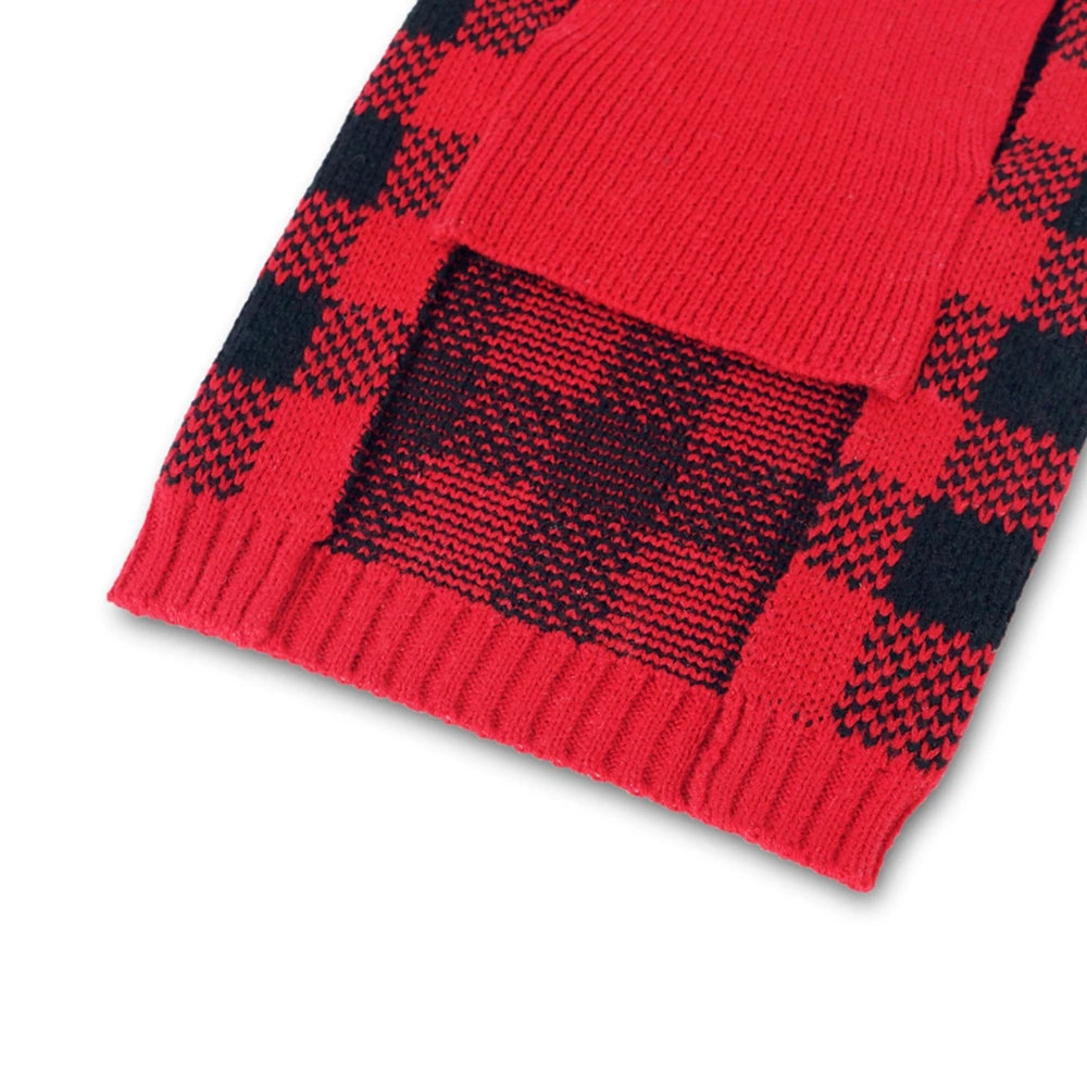 Plaid Turtleneck Knitted Dog Sweater For Winter Pets And Cats
