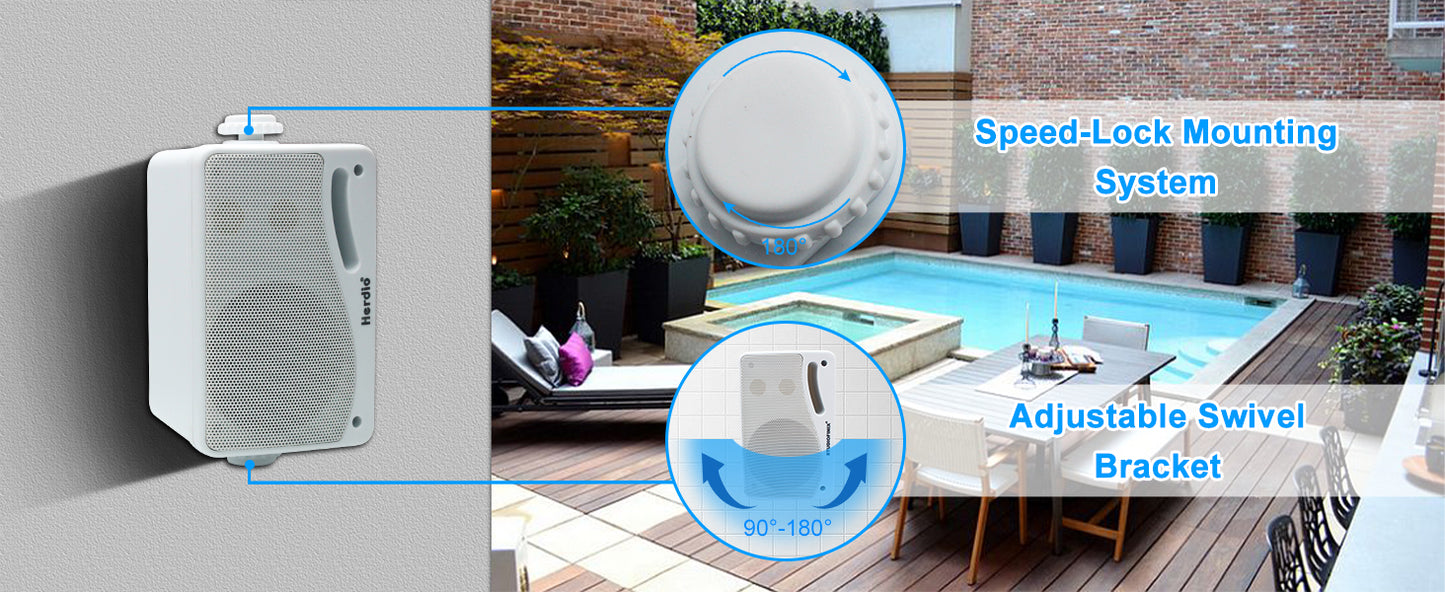 Herdio Outdoor Passive Speakers Three Way Waterproof Wall Mount