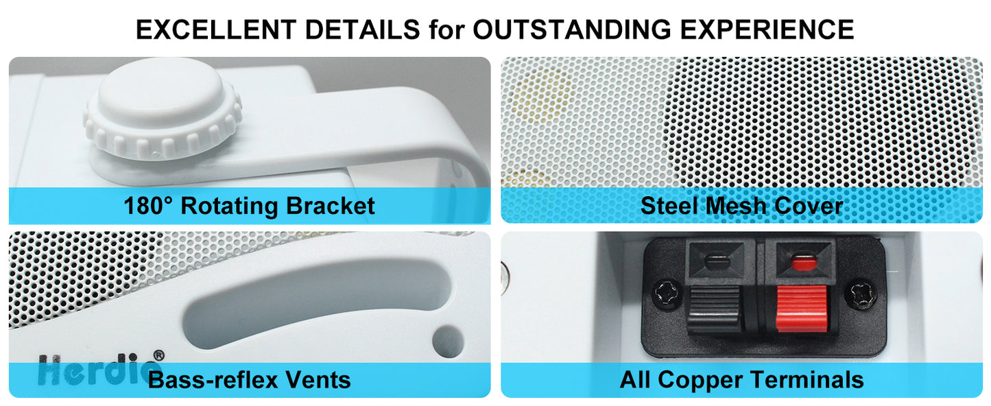 Herdio Outdoor Passive Speakers Three Way Waterproof Wall Mount
