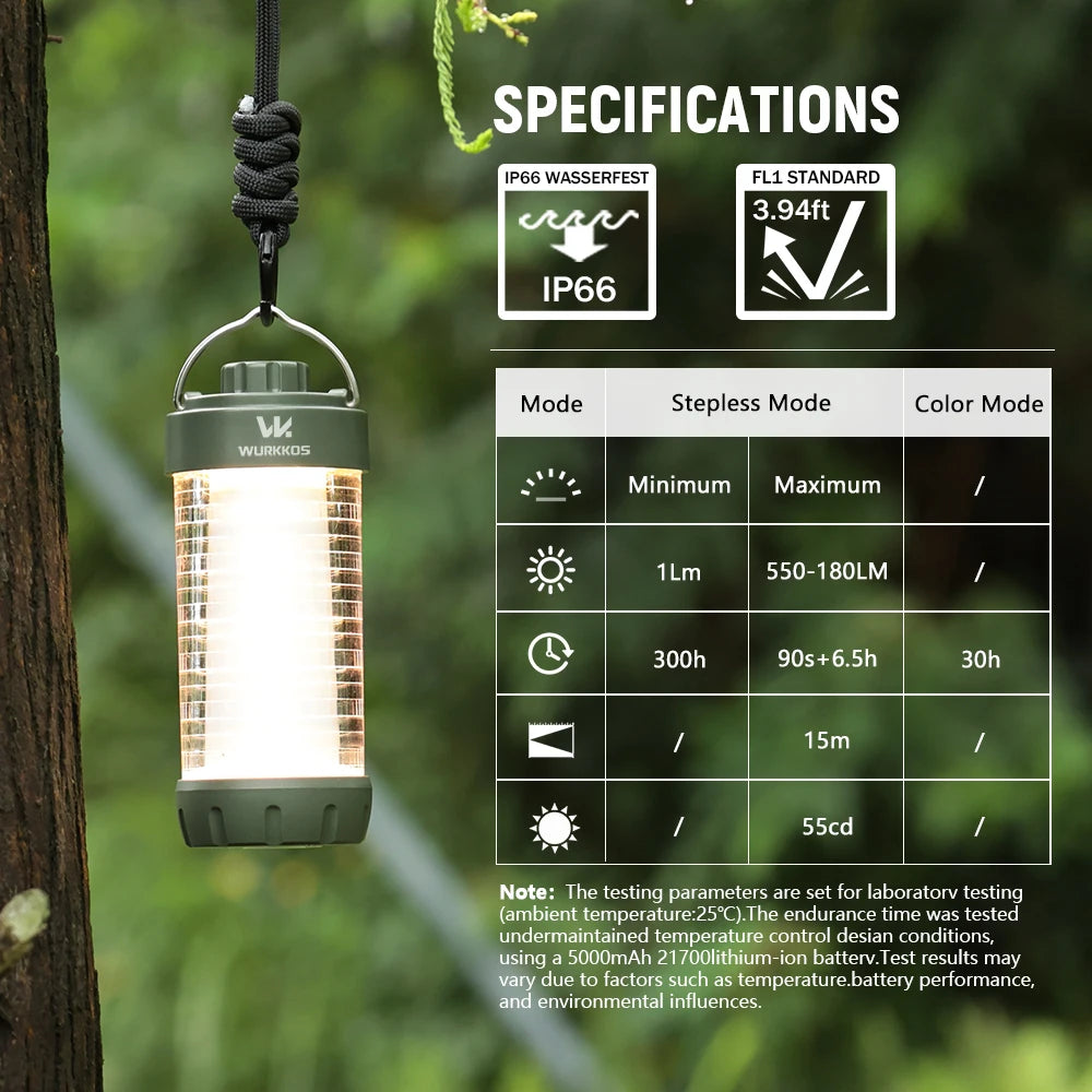 Wurkkos CL01 Camping Lantern 550lm Rechargeable LED Lantern Power Bank