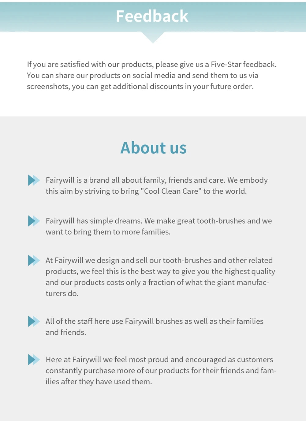 Fairywill FW507 Electric Sonic Toothbrush Waterproof USB Rechargeable