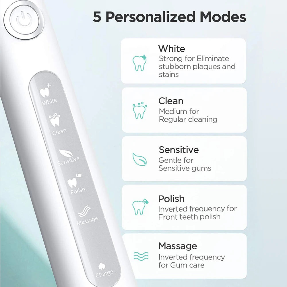 Fairywill FW507 Electric Sonic Toothbrush Waterproof USB Rechargeable