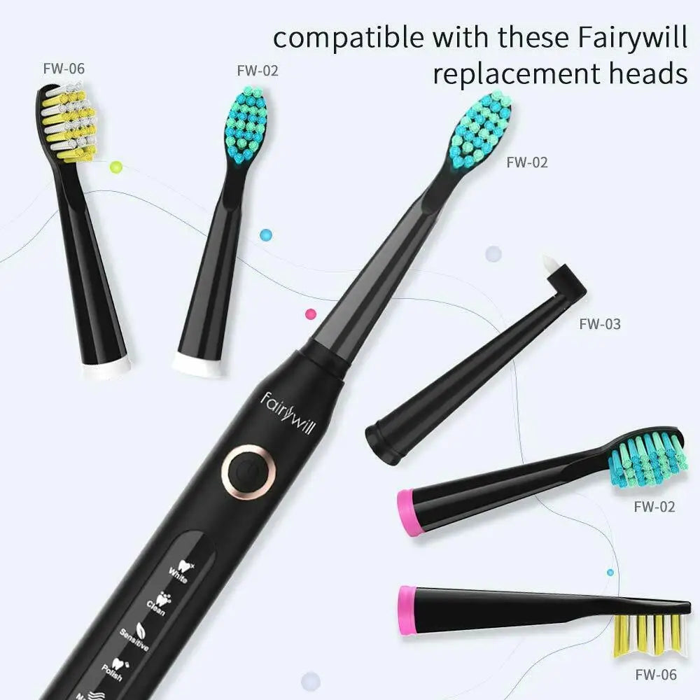 Fairywill FW507 Electric Sonic Toothbrush Waterproof USB Rechargeable