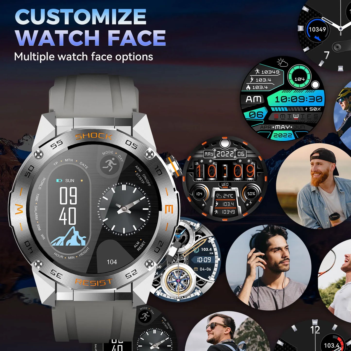 LaNikar Military Smart Watch For Men Fitness Tactical Modes