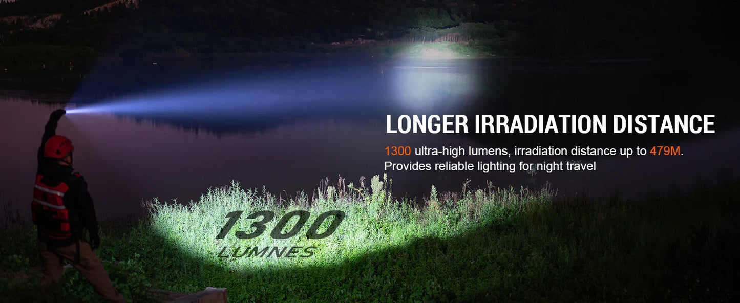 Wurkkos TD07 1300LM Tactical Flashlight Long Throw IP68