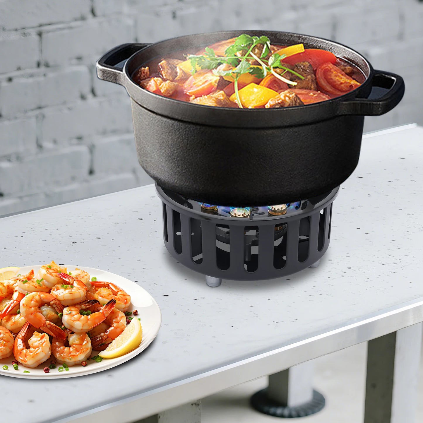 Rolled Steel Portable Camping Stovetop 72000BTU With Windproof Design Construction