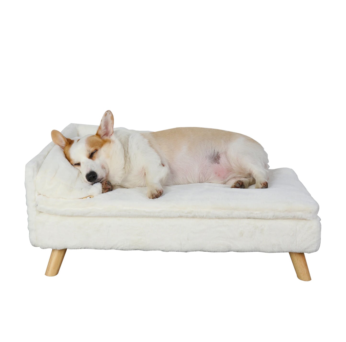 BINGOPAW Elevated Pet Bed With Cozy Pad Waterproof Wood Legs