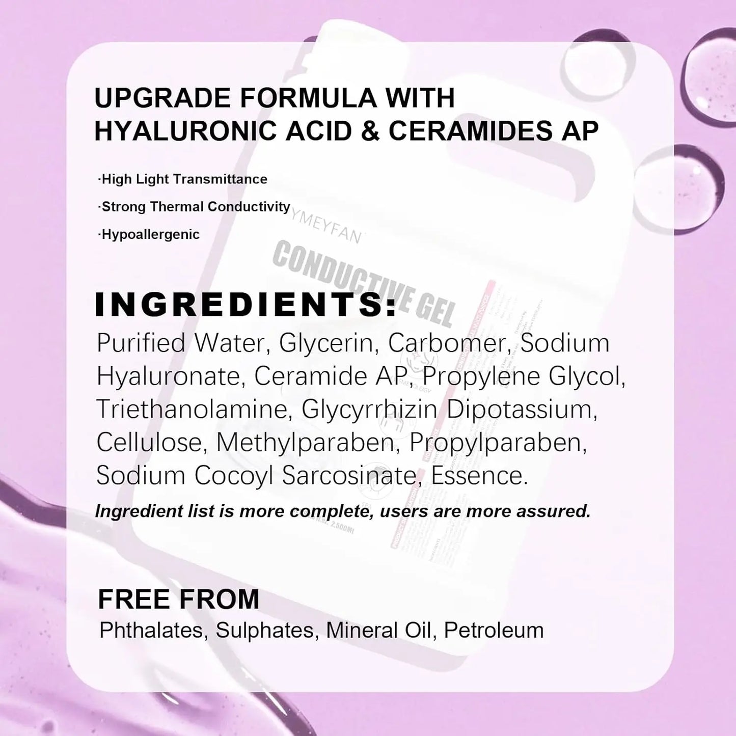 YMEYFAN Conductive Gel for Ultrasonic EMS and HIFU Treatments