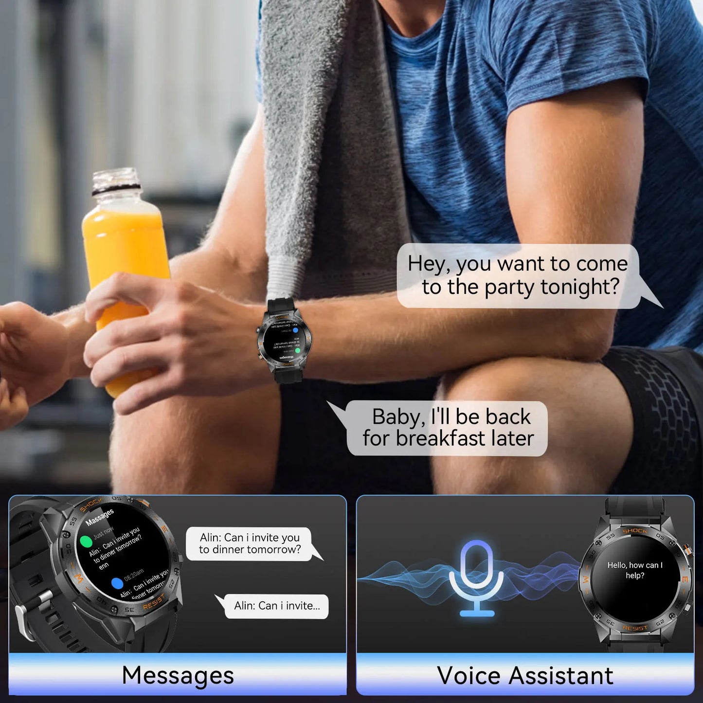 LaNikar Military Smart Watch For Men With Heart Rate SpO2