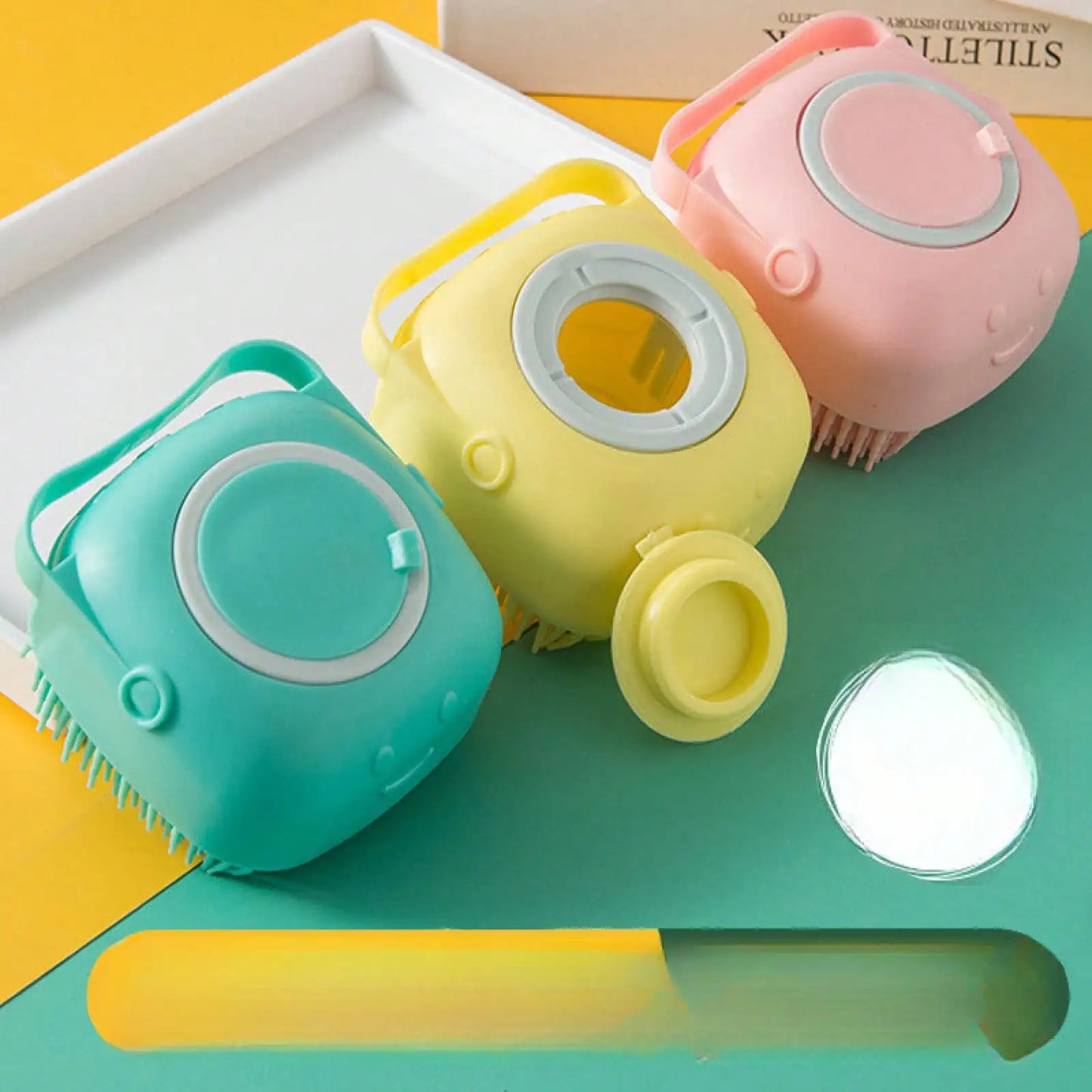 AEDG Dog Bath Brush Silicone Massage Shower Grooming Tool Shampoo