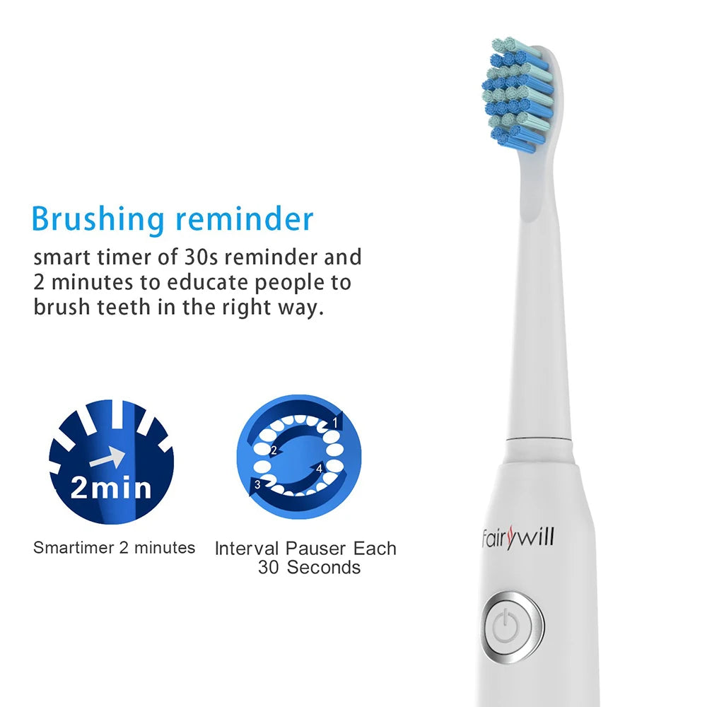 Fairywill FW507 Electric Sonic Toothbrush Waterproof USB Rechargeable