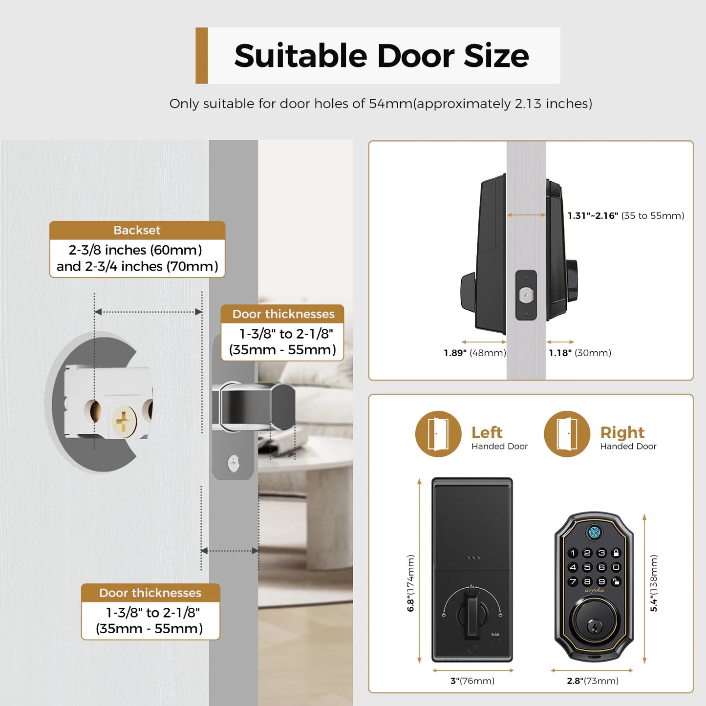 Arpha D280 Keyless Entry Door Lock 5 in 1 Deadbolt