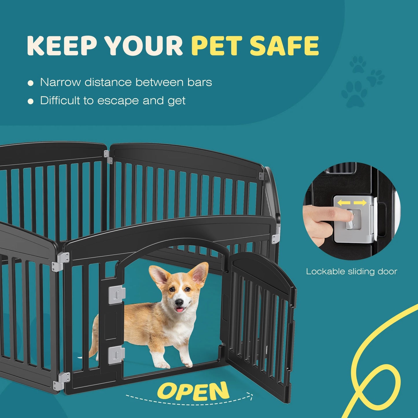 JHK Plastic Dog Playpen 6 Panel Portable Indoor Outdoor Fence