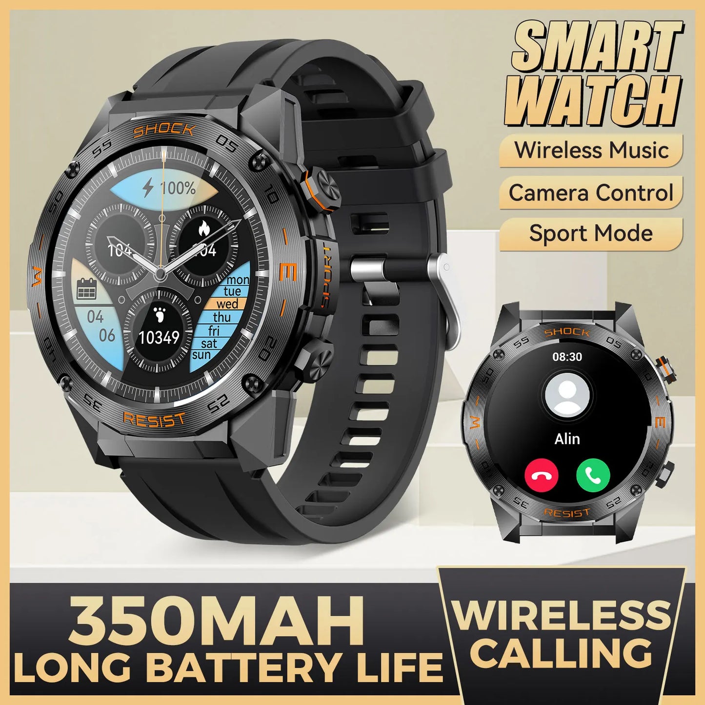 LaNikar Military Smart Watch For Men With Heart Rate SpO2
