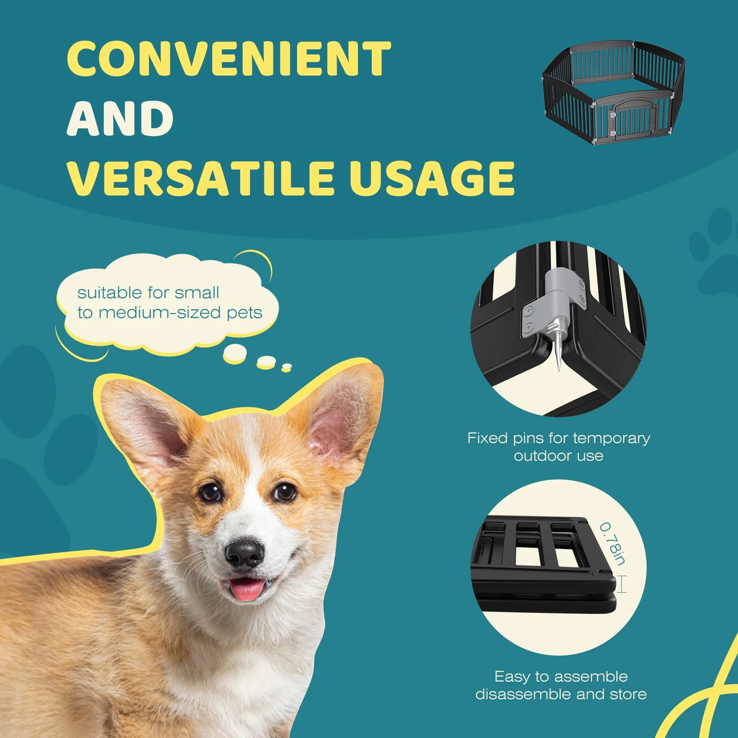 JHK Plastic Dog Playpen 6 Panel Portable Indoor Outdoor Fence