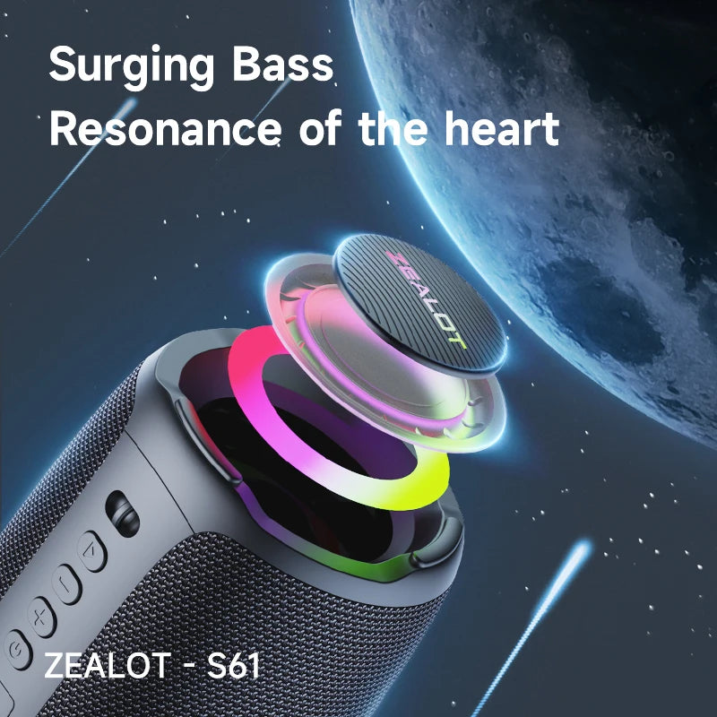 Zealot S61 Bluetooth Speaker IPX6 Waterproof Outdoor Bass