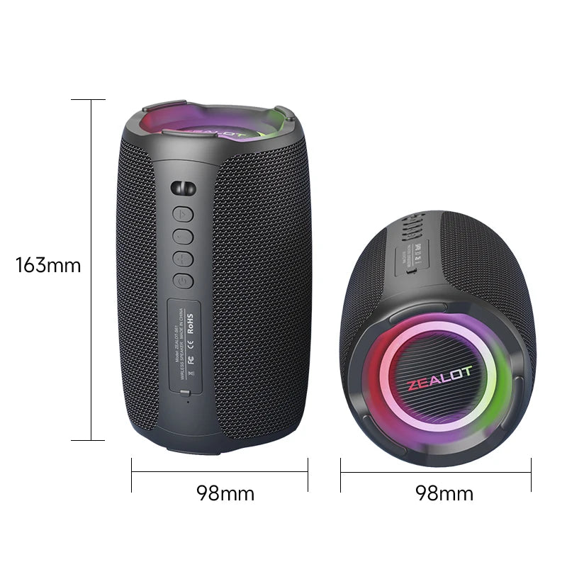Zealot S61 Bluetooth Speaker IPX6 Waterproof Outdoor Bass