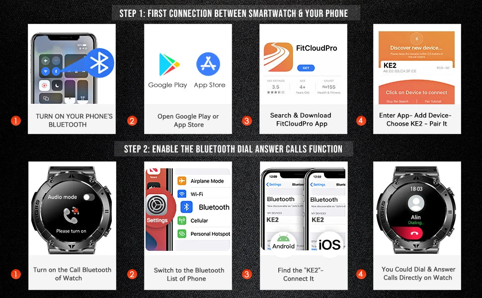 LaNikar Smartwatch Men TFT Display Bluetooth Call Blood Pressure Monitor