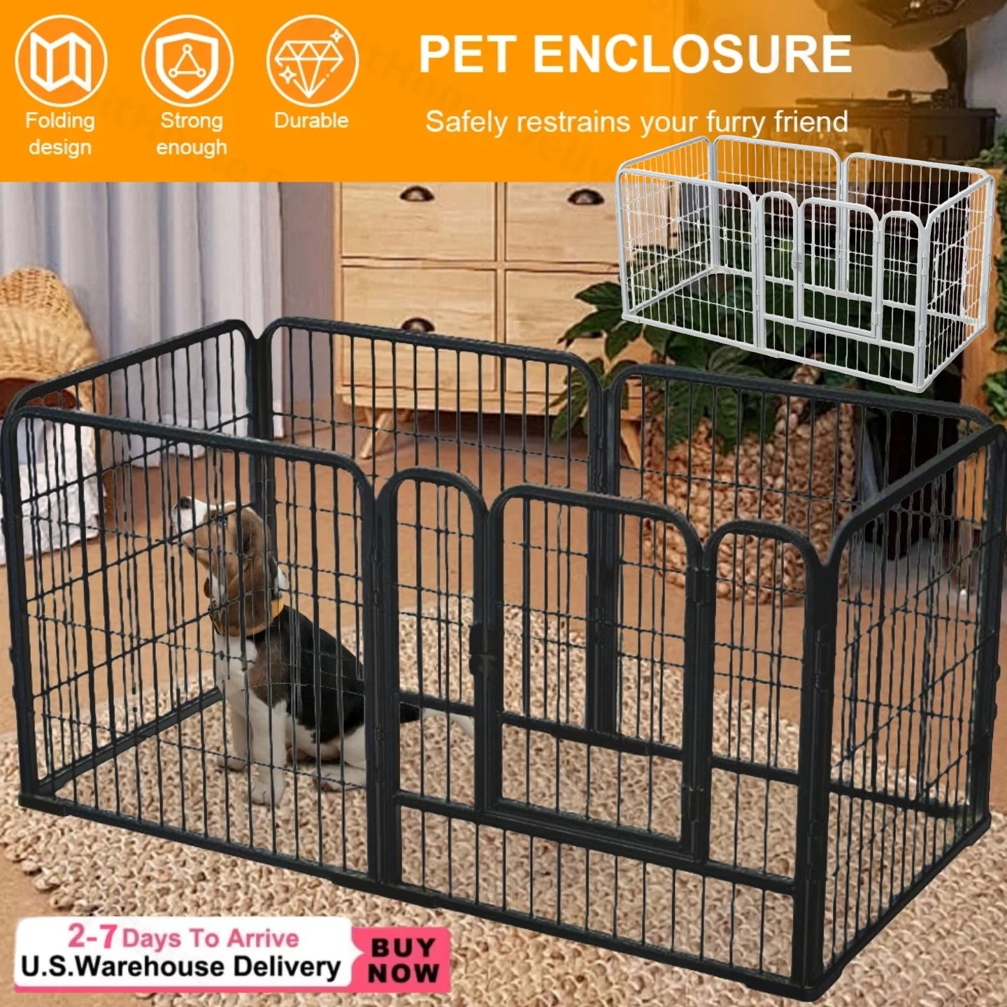 APWIKOGER Heavy Duty Pet Playpen 6 Panel Portable Dog Cat Fence With Door