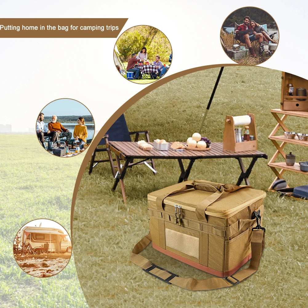 VKTECH Camping Cooking Utensil Organizer Collapsible Storage Case