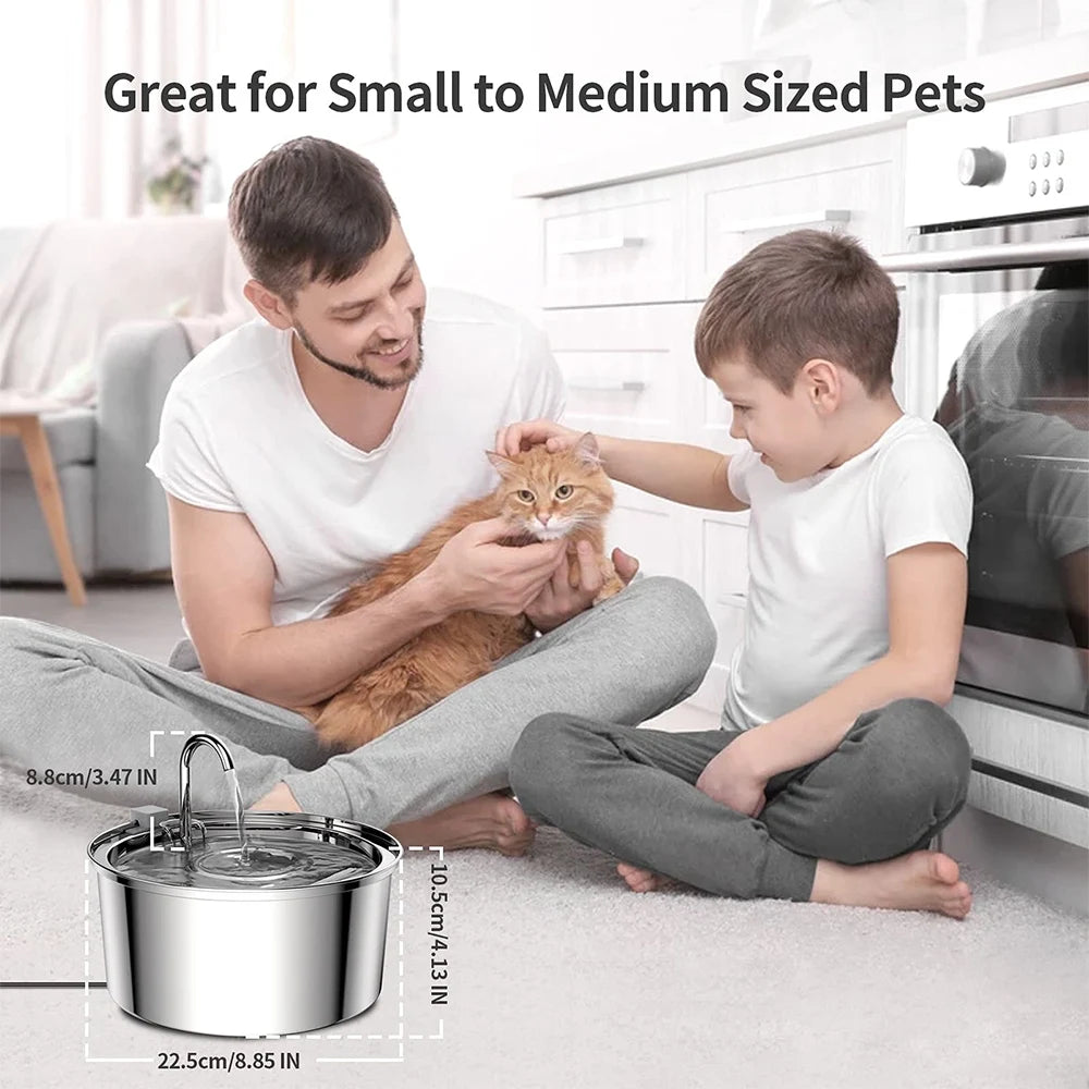 ZYfeeder Stainless Steel Pet Water Fountain Automatic Drinking Bowl