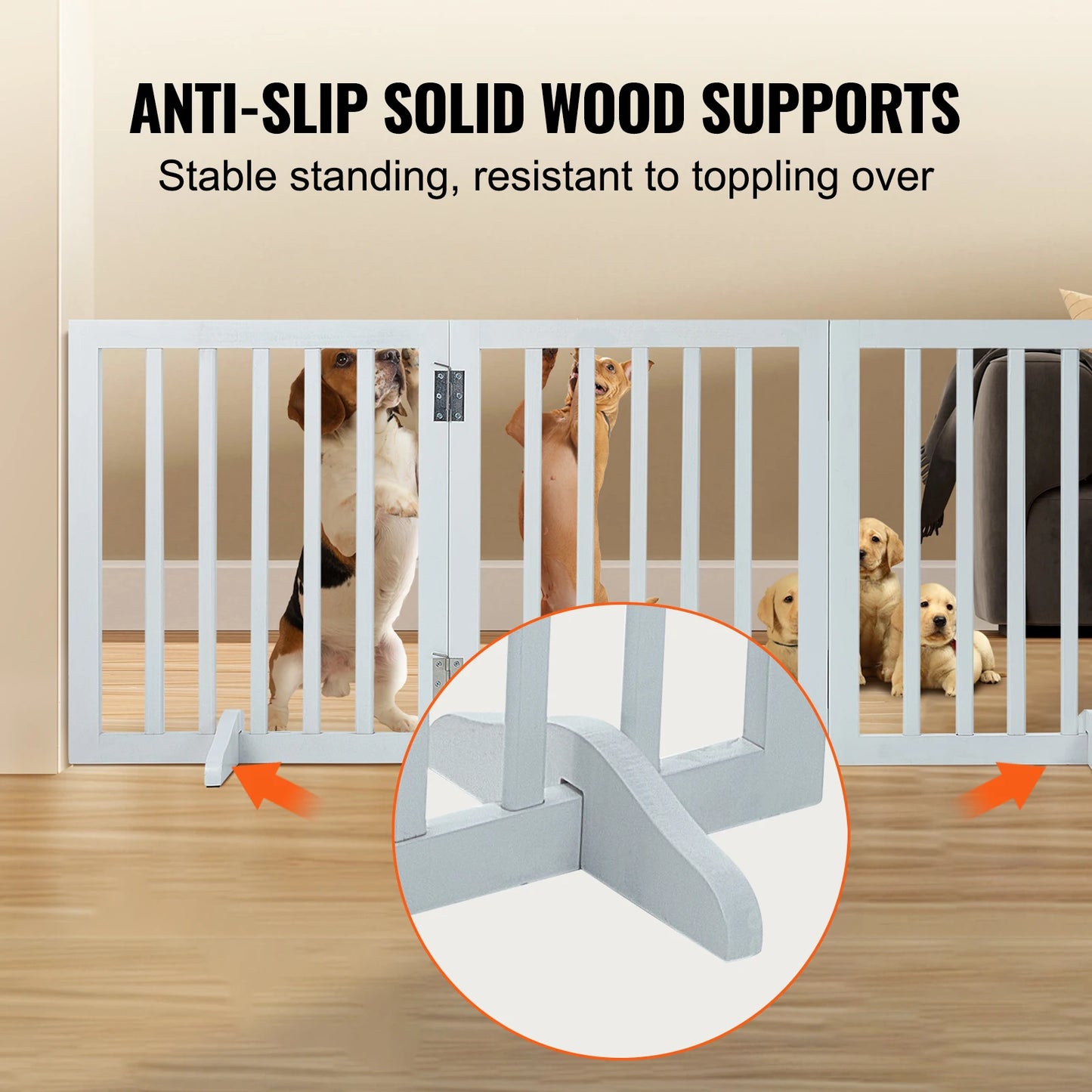 SucceBuy Free Standing Dog Gate Three Panels Foldable Pet Barrier