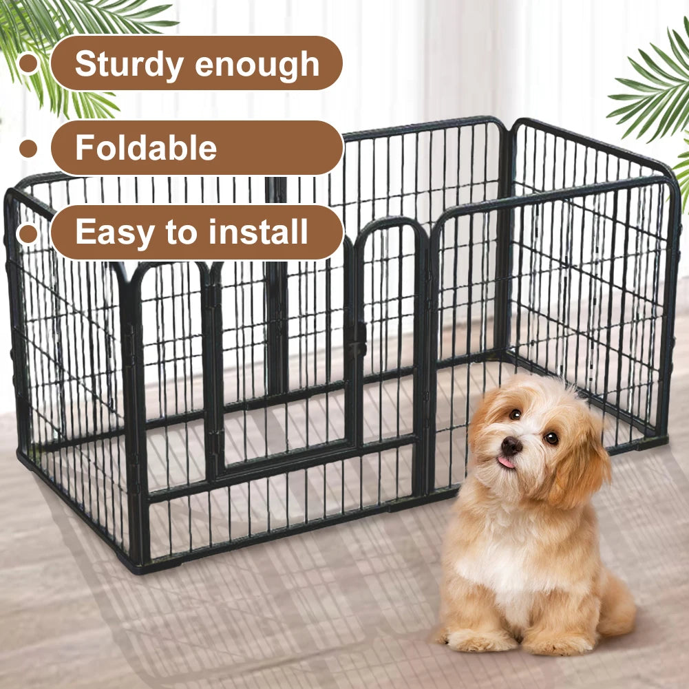 APWIKOGER Heavy Duty Pet Playpen 6 Panel Portable Dog Cat Fence With Door