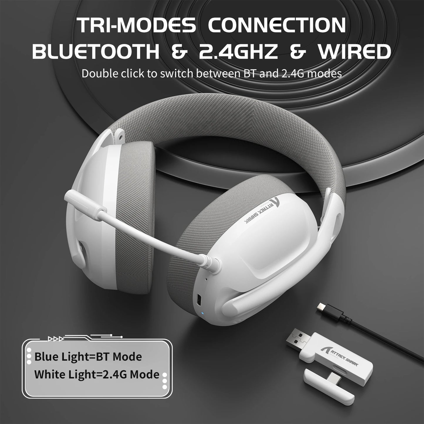 Attack Shark L80 Ultra Light Tri Mode Gaming Headset