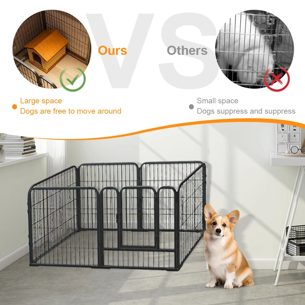 APWIKOGER Heavy Duty Pet Playpen 6 Panel Portable Dog Cat Fence With Door