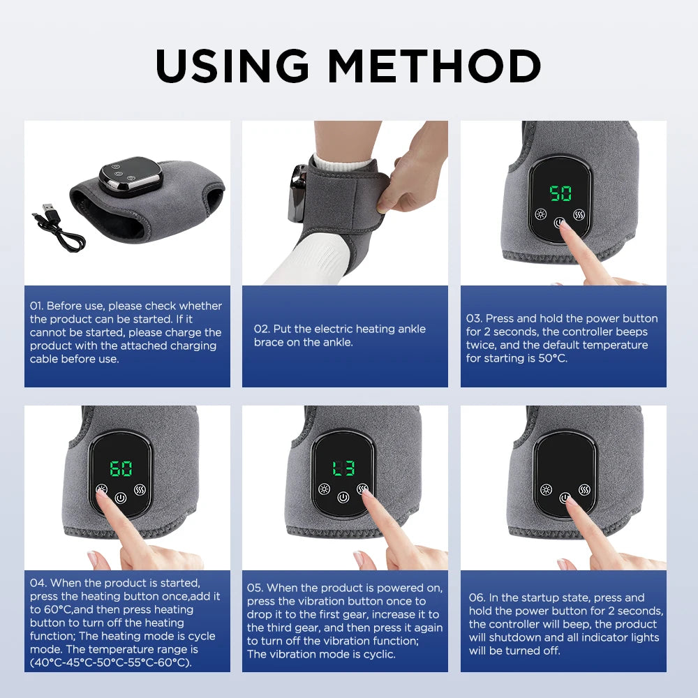 PASTSKY Electric Foot Massager With Heated Vibration And Ankle Support