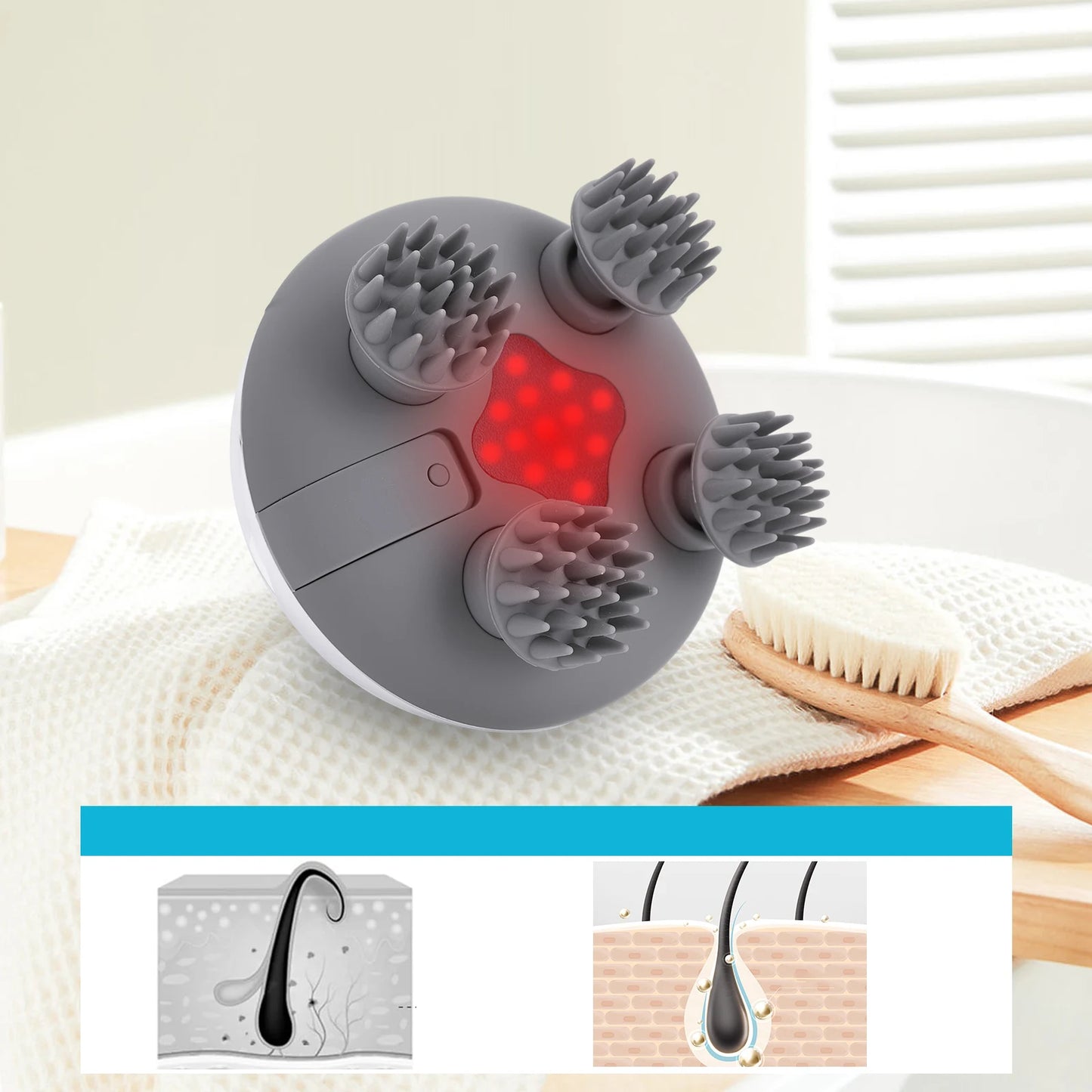 APWIKOGER Electric Scalp Massager With 8 Silicone Heads