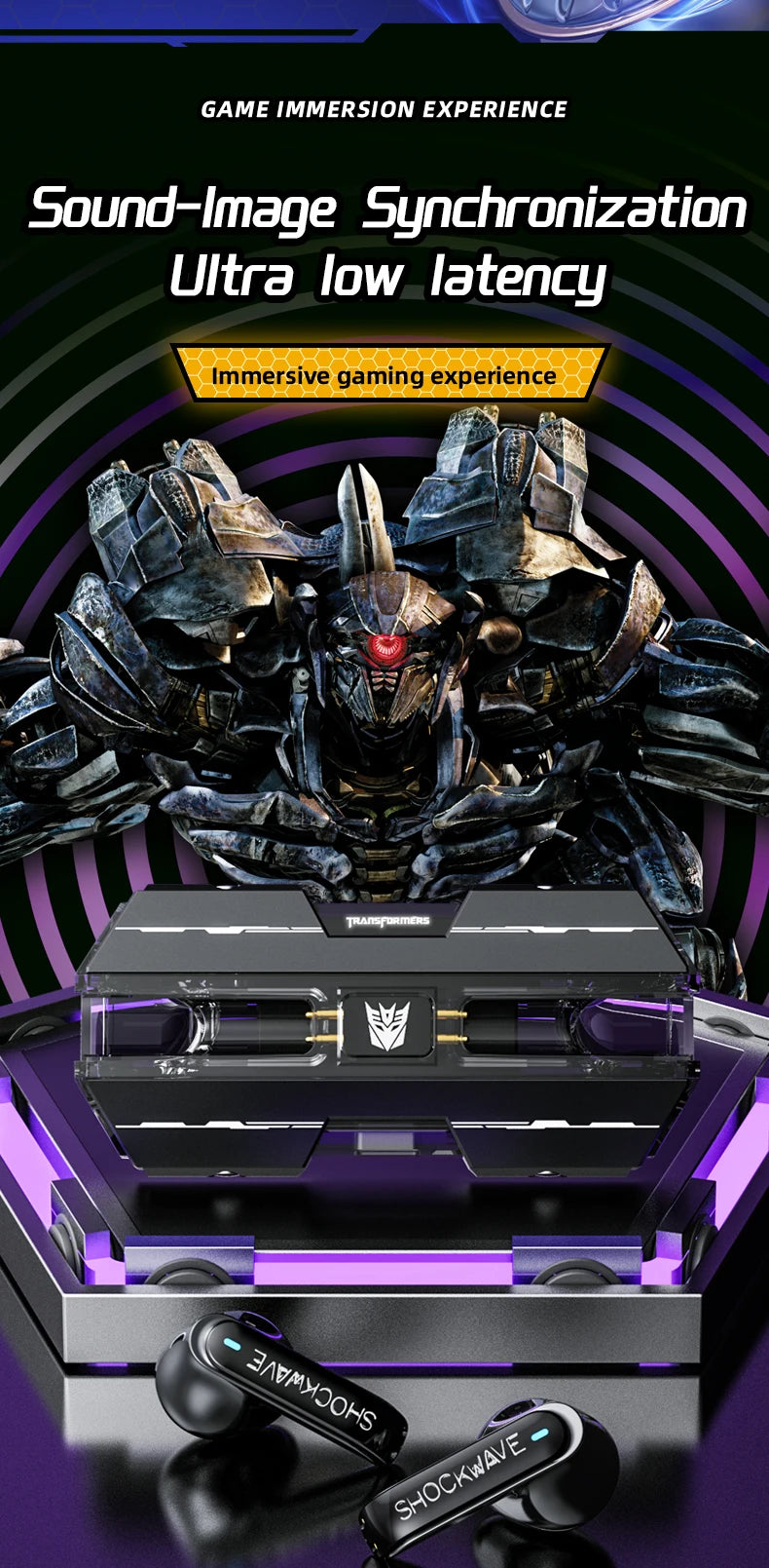 Transformers TF-T01 Gaming Earphones Bluetooth 5.3 Wireless Earbuds