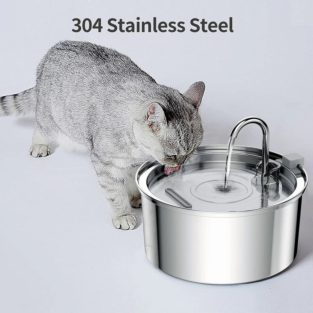 ZYfeeder Stainless Steel Pet Water Fountain Automatic Drinking Bowl