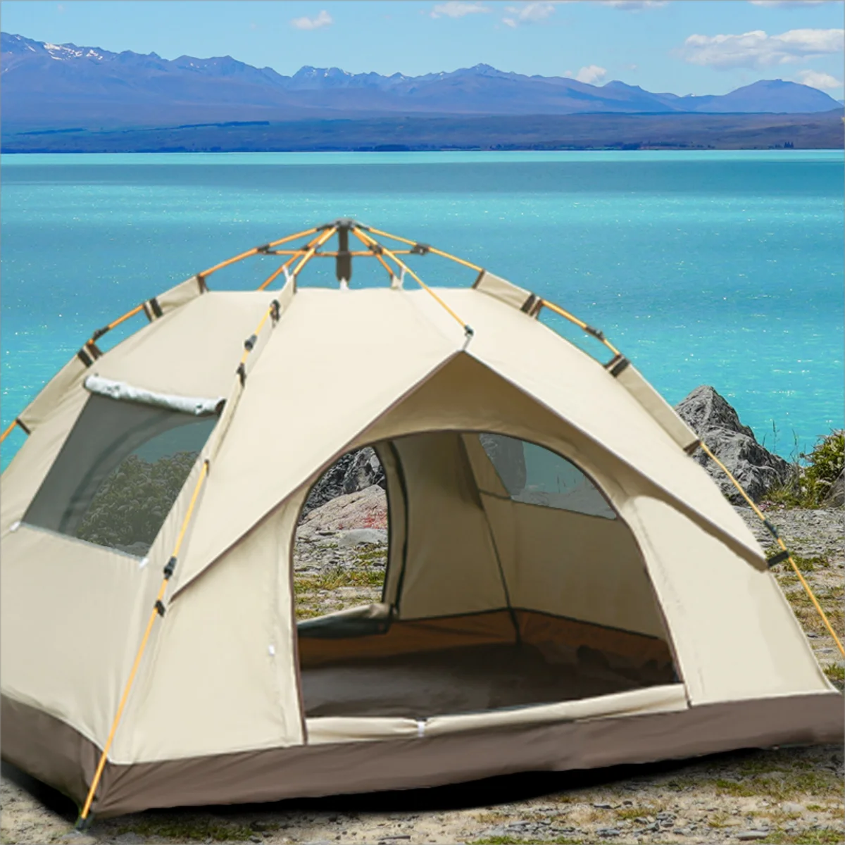 Pakicetus Automatic Opening Outdoor Shelter Camping Tent Dual Doors Windows