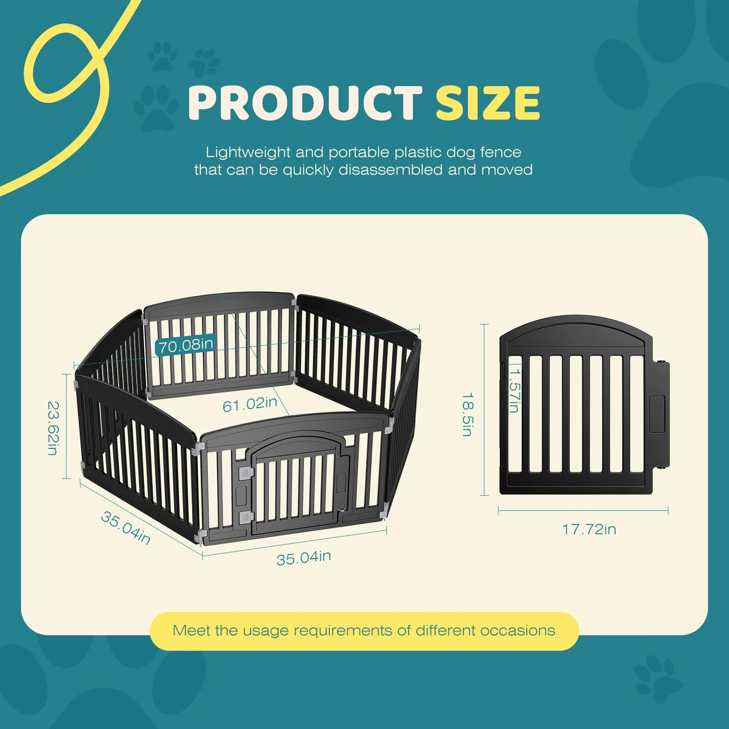 JHK Plastic Dog Playpen 6 Panel Portable Indoor Outdoor Fence