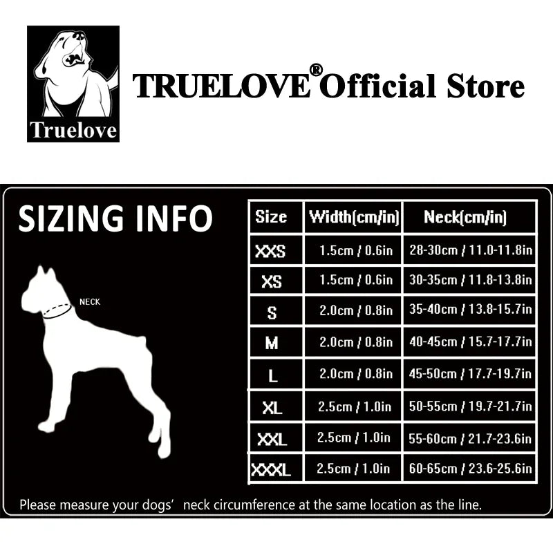 TRUELOVECN Truelove Nylon Dog Collar Padded Reflective Quick Release