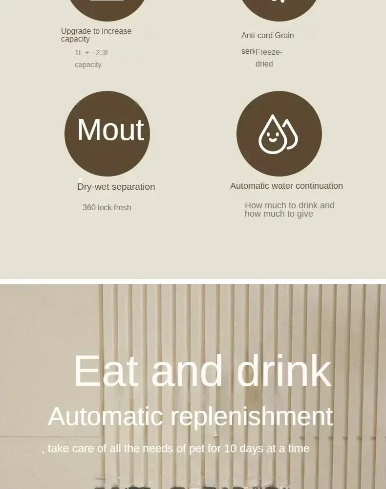 Automatic Pet Feeder And Water Fountain For Dogs And Cats