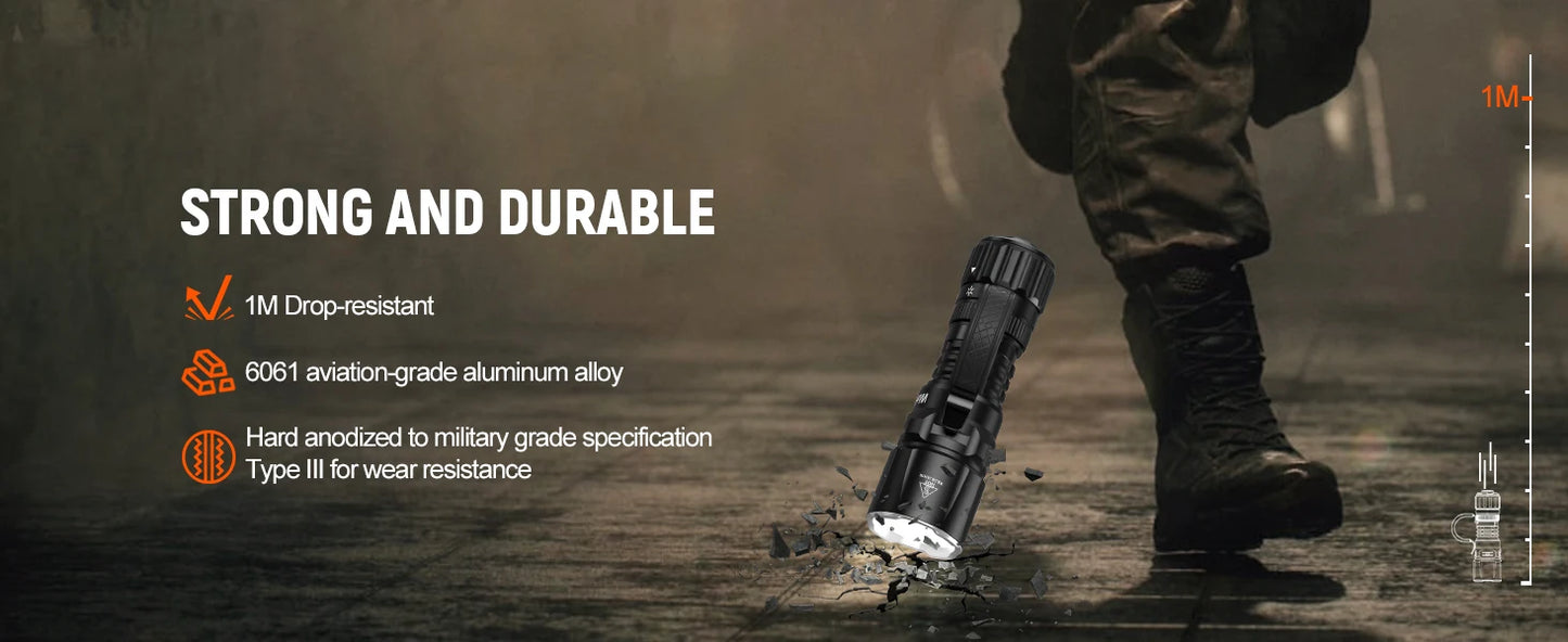 Wurkkos TD07 1300LM Tactical Flashlight Long Throw IP68