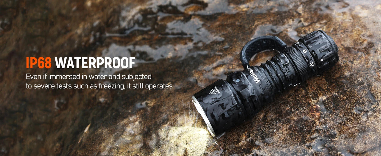 Wurkkos TD07 1300LM Tactical Flashlight Long Throw IP68