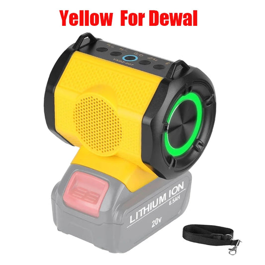 JYJZPBC 30W Cordless Bluetooth Speaker For Dewalt 18V 20V Batteries