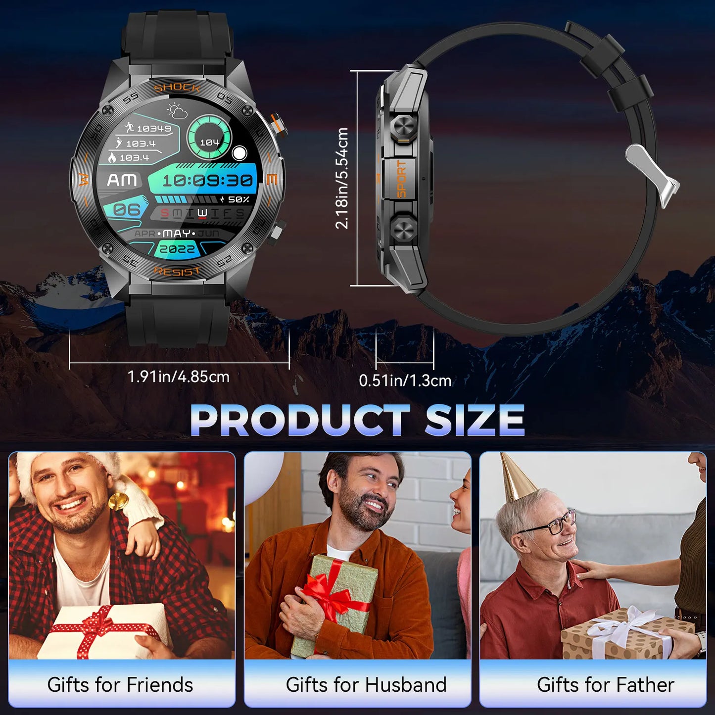 LaNikar Military Smart Watch For Men Fitness Tactical Modes