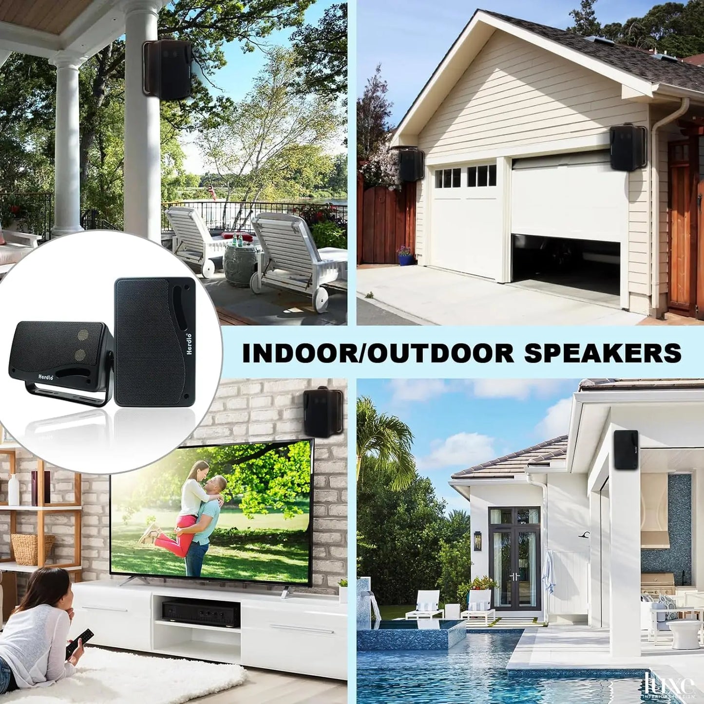 Herdio Outdoor Passive Speakers Three Way Waterproof Wall Mount