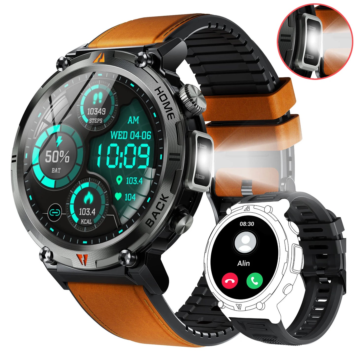 EIGIIS KE3 Smartwatch For Men Health Monitor Heart Rate Bluetooth
