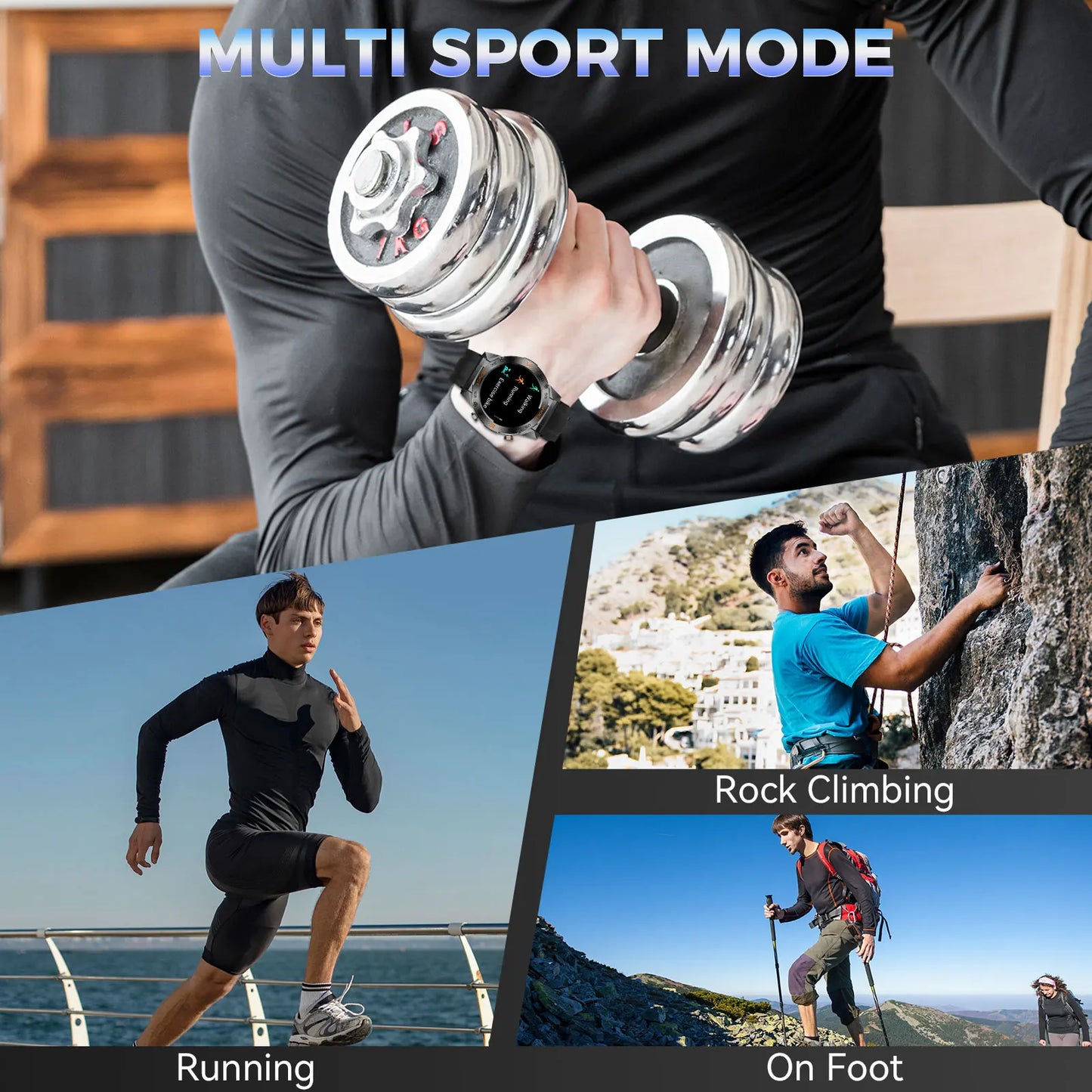 LaNikar Military Smart Watch For Men Fitness Tactical Modes