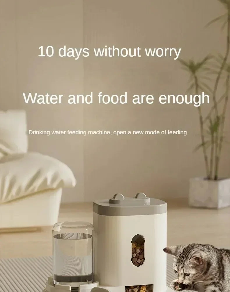 Automatic Pet Feeder And Water Fountain For Dogs And Cats